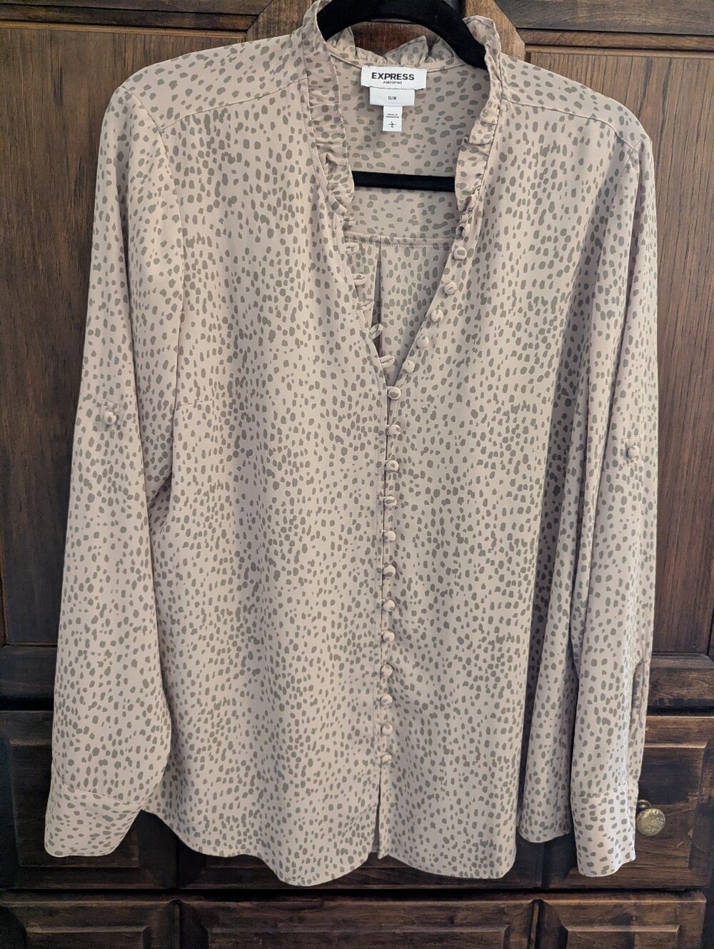 Express Cheetah Print Portofino Button-Front Top